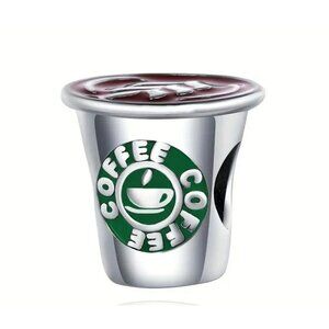 Coffee Cup Charm Bead – Silver Plated Jewelry Gift for Coffee‎ Lovers